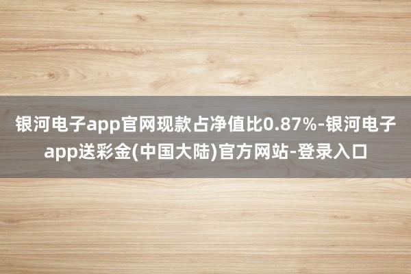 银河电子app官网现款占净值比0.87%-银河电子app送彩金(中国大陆)官方网站-登录入口